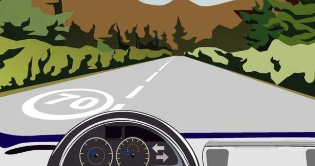 Carretera con marca vial de velicidad
